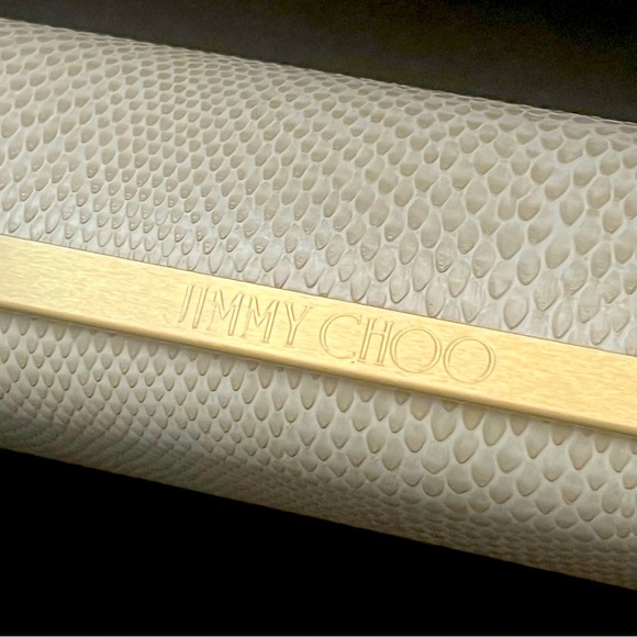Jimmy Choo Cream Faux Snakeskin Sunglasses Case - Picture 2 of 4